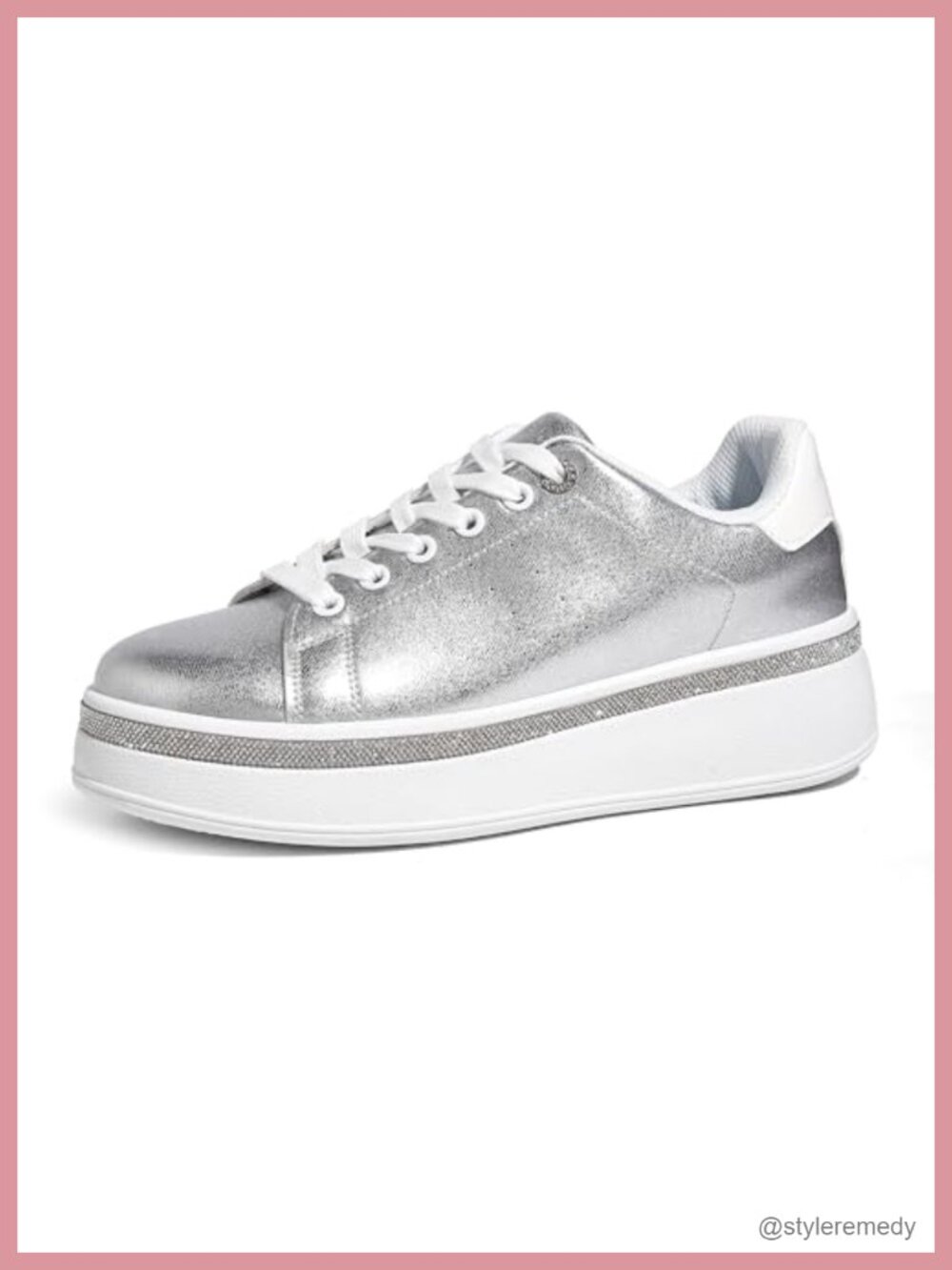 Women's Sparkly Platform Sneakers Glitter Accents Streetwear Shoes